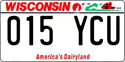 WI license plate 015YCU