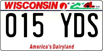 WI license plate 015YDS