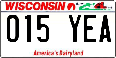 WI license plate 015YEA