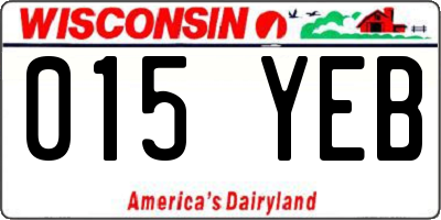 WI license plate 015YEB