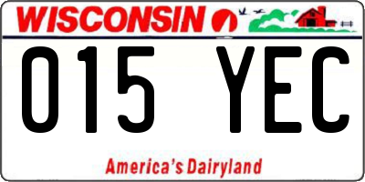 WI license plate 015YEC