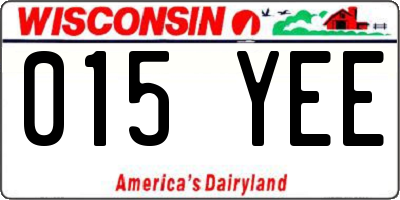 WI license plate 015YEE