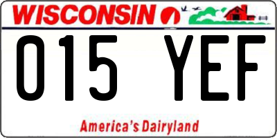 WI license plate 015YEF