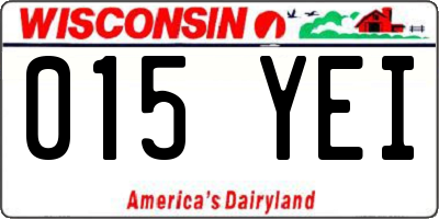 WI license plate 015YEI