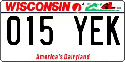 WI license plate 015YEK