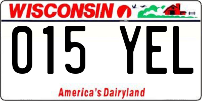 WI license plate 015YEL