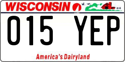WI license plate 015YEP
