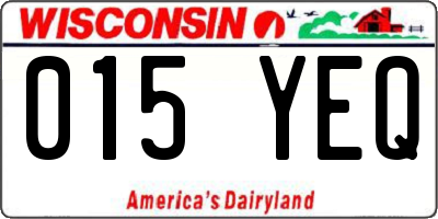WI license plate 015YEQ