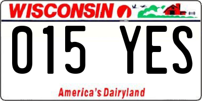 WI license plate 015YES