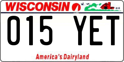 WI license plate 015YET