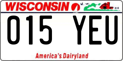 WI license plate 015YEU