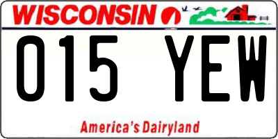 WI license plate 015YEW