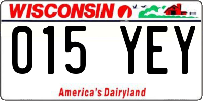 WI license plate 015YEY