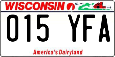 WI license plate 015YFA