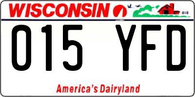 WI license plate 015YFD