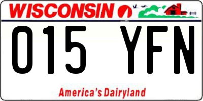 WI license plate 015YFN