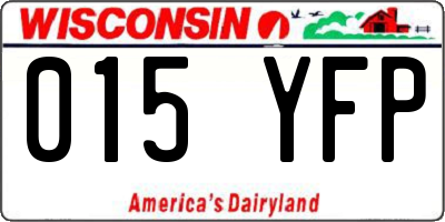 WI license plate 015YFP