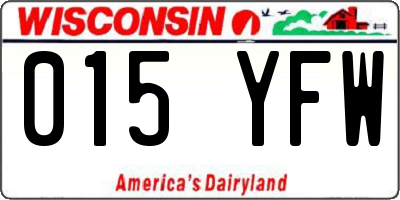 WI license plate 015YFW