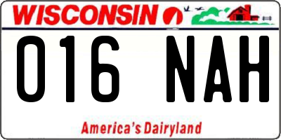 WI license plate 016NAH