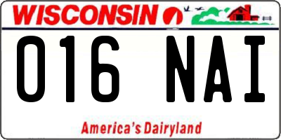 WI license plate 016NAI