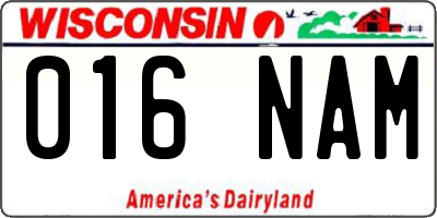 WI license plate 016NAM