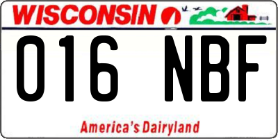 WI license plate 016NBF