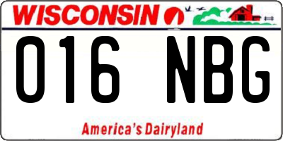 WI license plate 016NBG