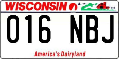 WI license plate 016NBJ