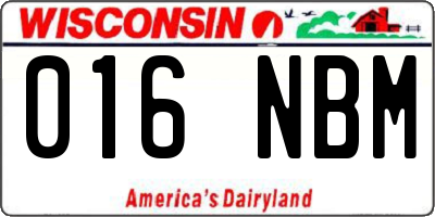 WI license plate 016NBM