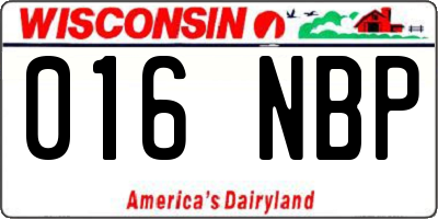 WI license plate 016NBP