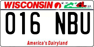WI license plate 016NBU