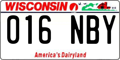 WI license plate 016NBY