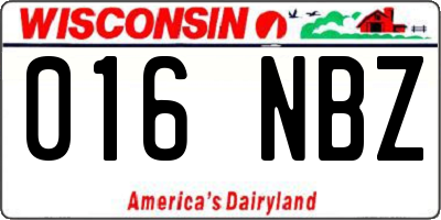 WI license plate 016NBZ