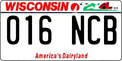 WI license plate 016NCB