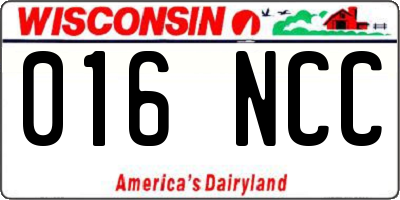 WI license plate 016NCC
