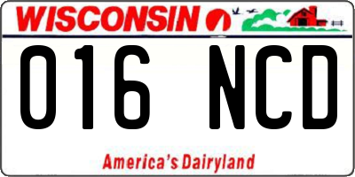 WI license plate 016NCD