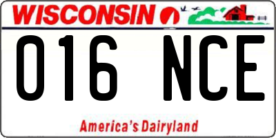 WI license plate 016NCE