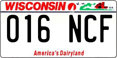 WI license plate 016NCF
