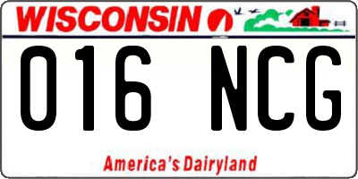 WI license plate 016NCG