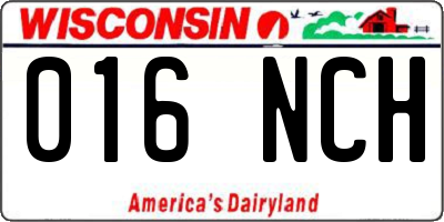 WI license plate 016NCH