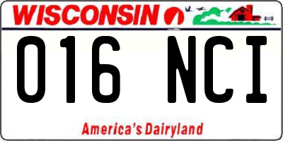 WI license plate 016NCI