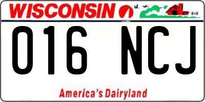 WI license plate 016NCJ