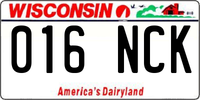 WI license plate 016NCK
