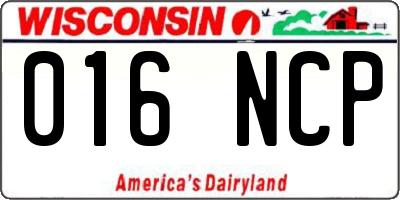 WI license plate 016NCP