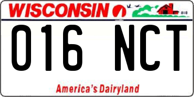 WI license plate 016NCT