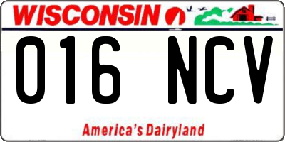WI license plate 016NCV