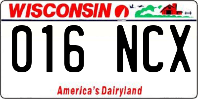WI license plate 016NCX