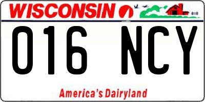 WI license plate 016NCY