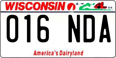 WI license plate 016NDA