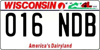 WI license plate 016NDB